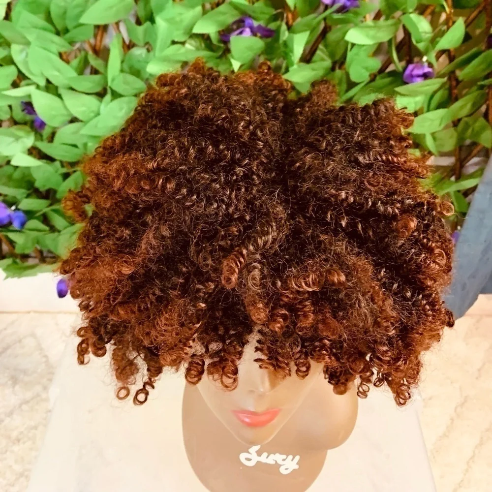 Short Curly Synthetic Wig Black Brown Burgundy Basic Cap NWOT